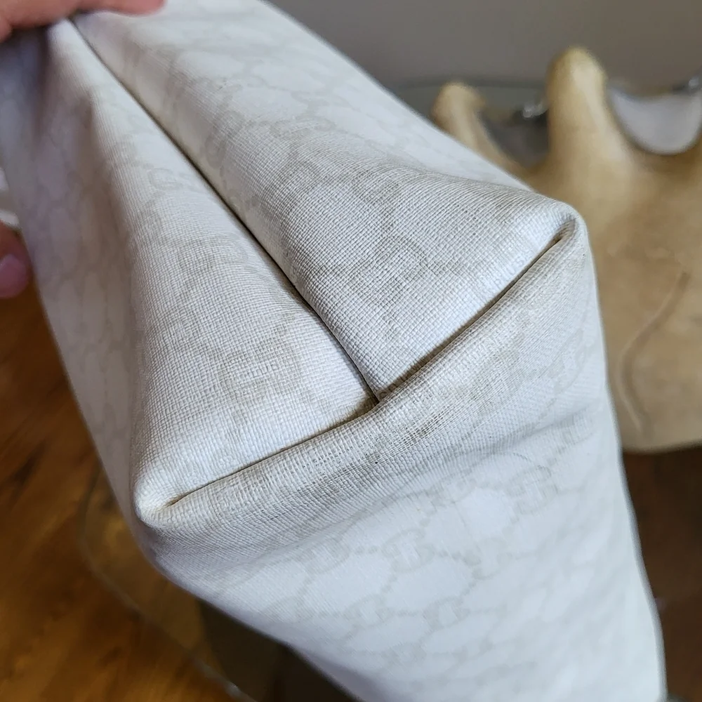 GUCCI GG Plus Monogram White Tote Bag Vintage PVC,, Authentic.!!! - Picture 15 of 16